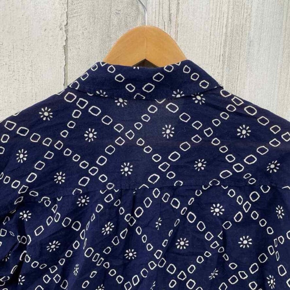 ABOUND Button Front‎ Shirt Womens Medium Blue White Geometric Print Cotton - Picture 5 of 8